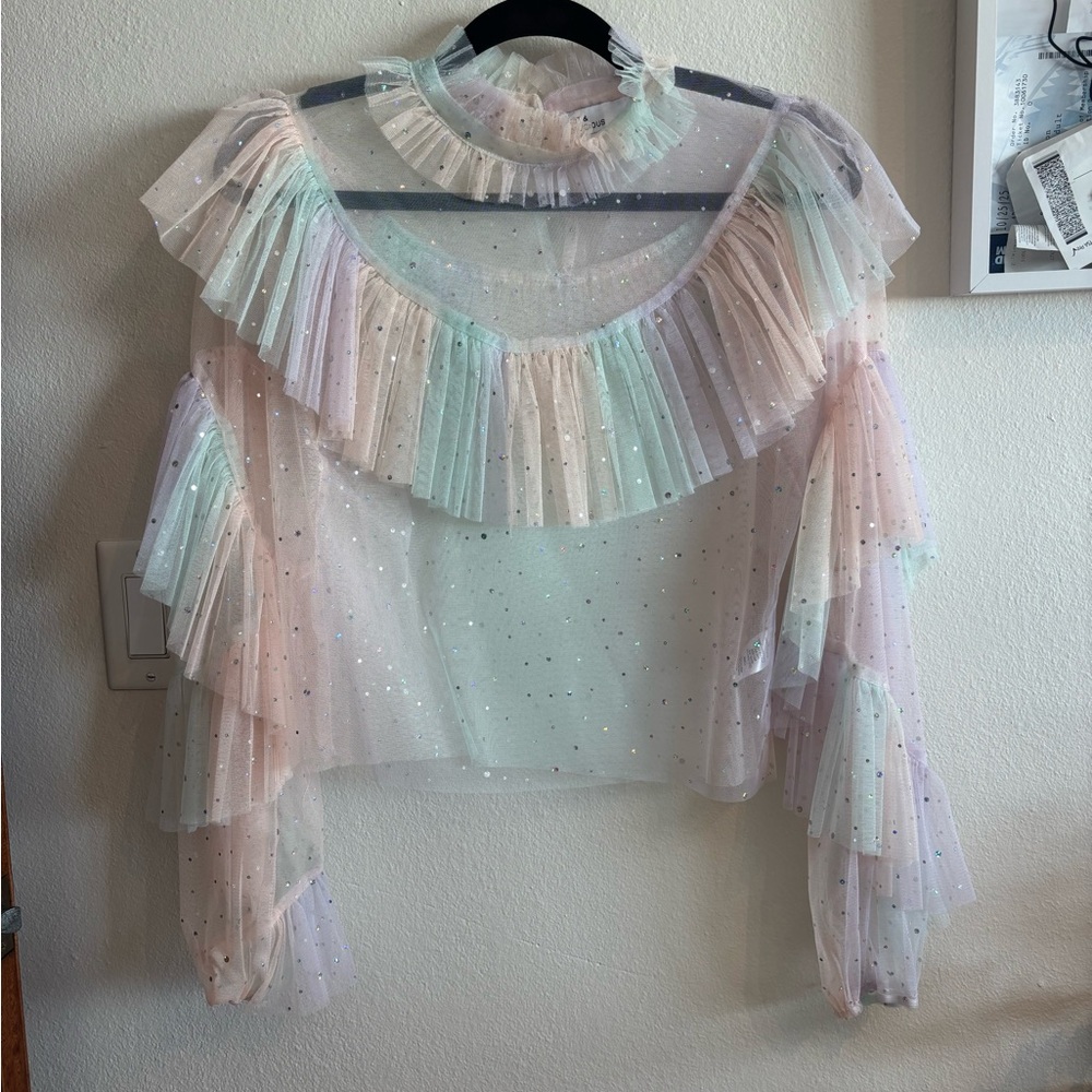Hot & Delicious Pastel Ruffled Blouse